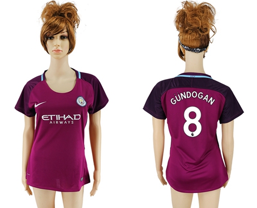 Women's Manchester City #8 Gundogan Away Soccer Club Jersey